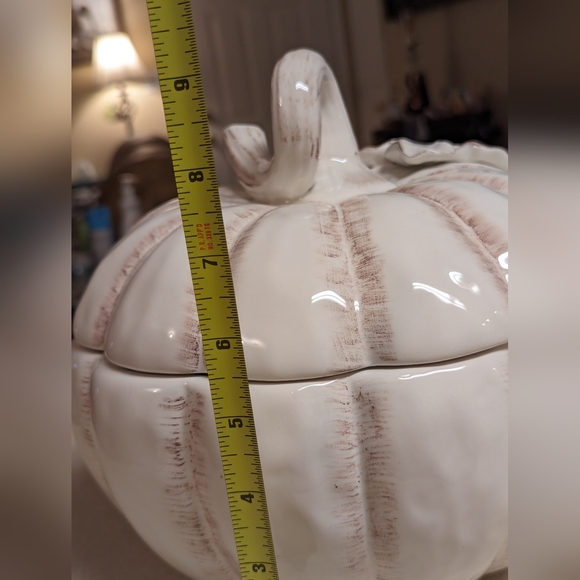 MIKASA Countryside Harvest 10” Covered Soup Tureen Ladle Pumpkin Pottery - Picture 4 of 12